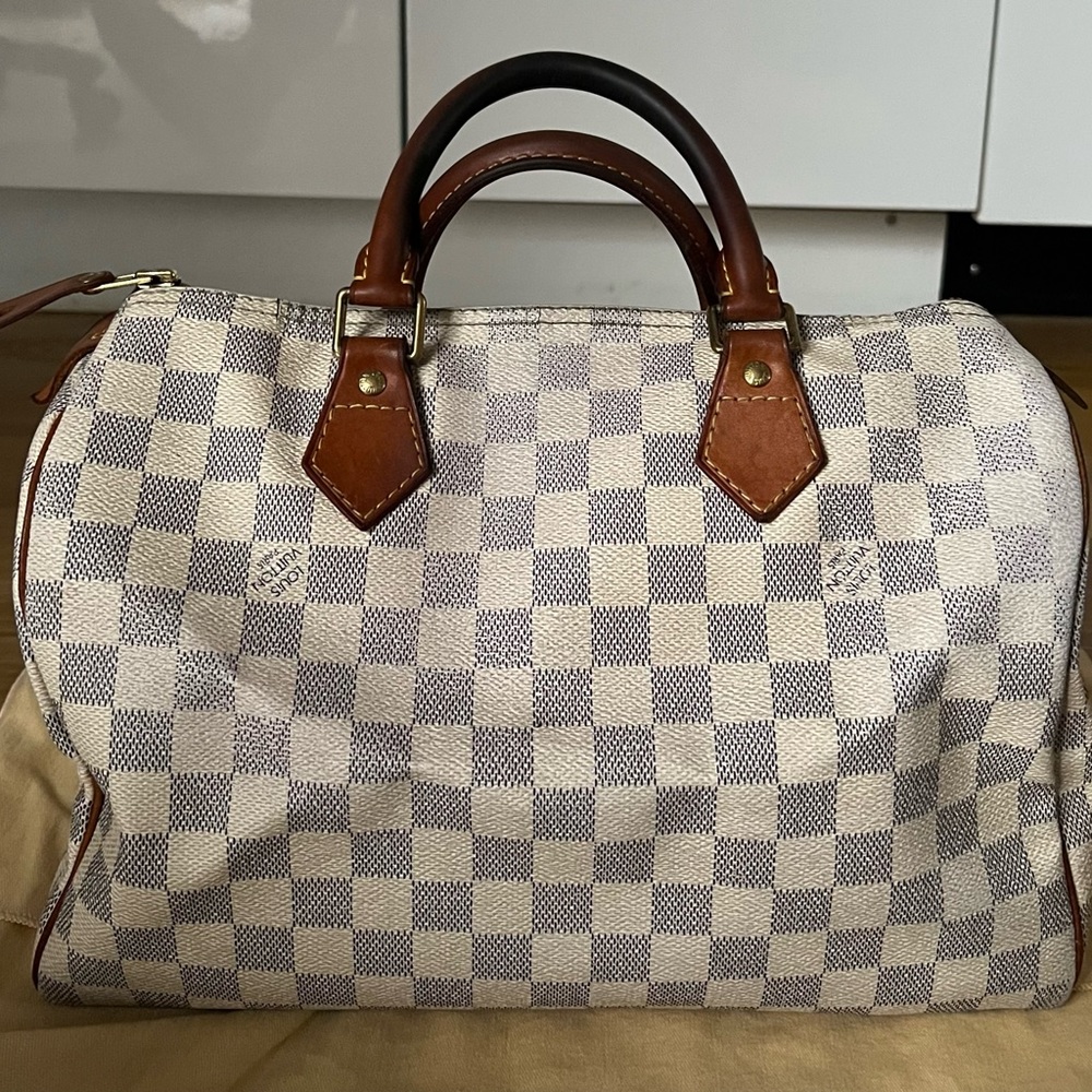 Louis Vuitton Speedy Handle Bag 30 Cream Azure Damier Canvas